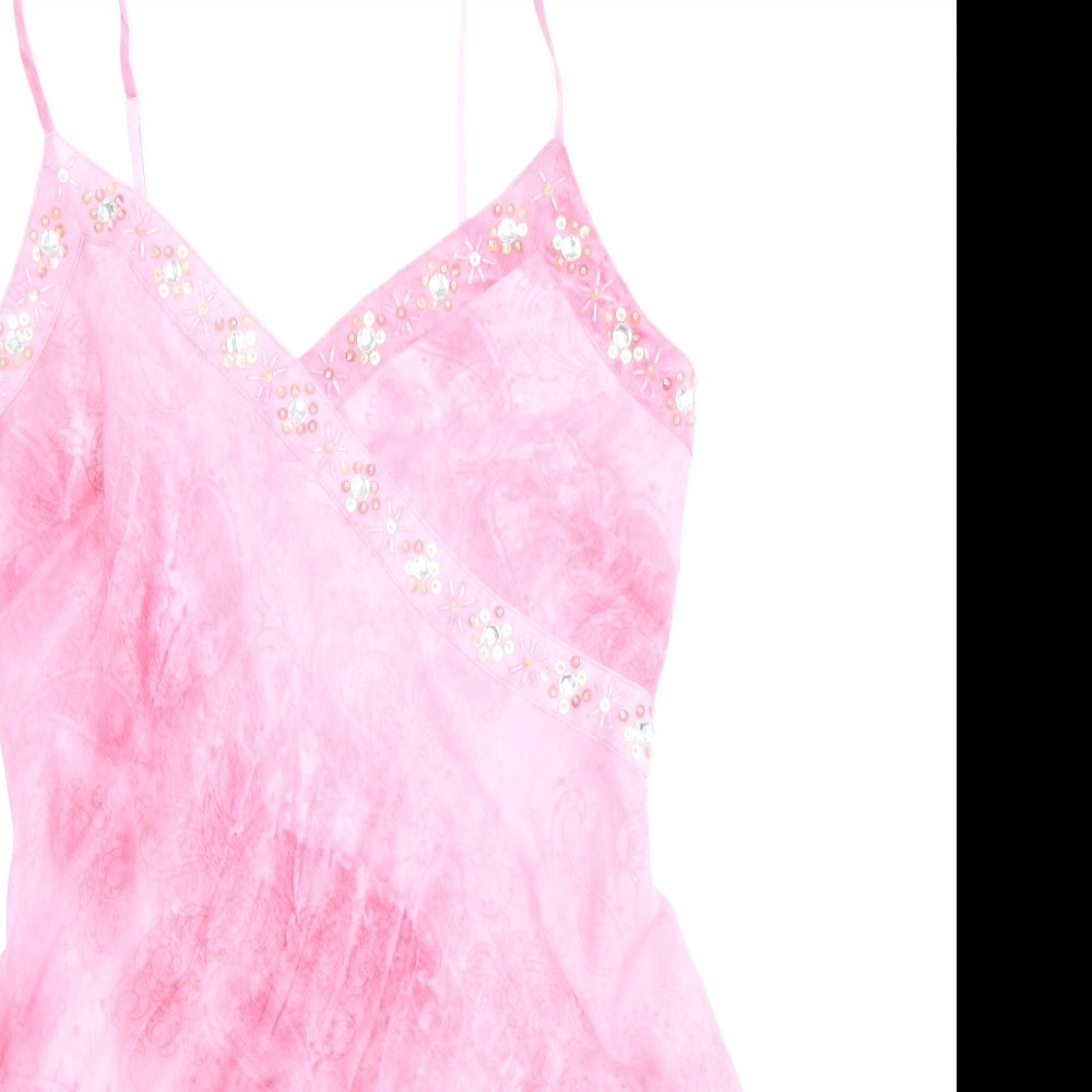 AMARANTO Womens Pink Polyester Camisole Tank Size 10 V-Neck - Asymmetric