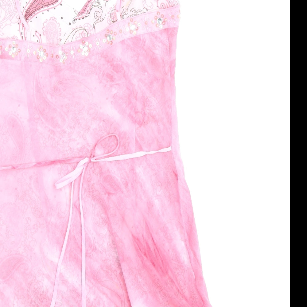 AMARANTO Womens Pink Polyester Camisole Tank Size 10 V-Neck - Asymmetric