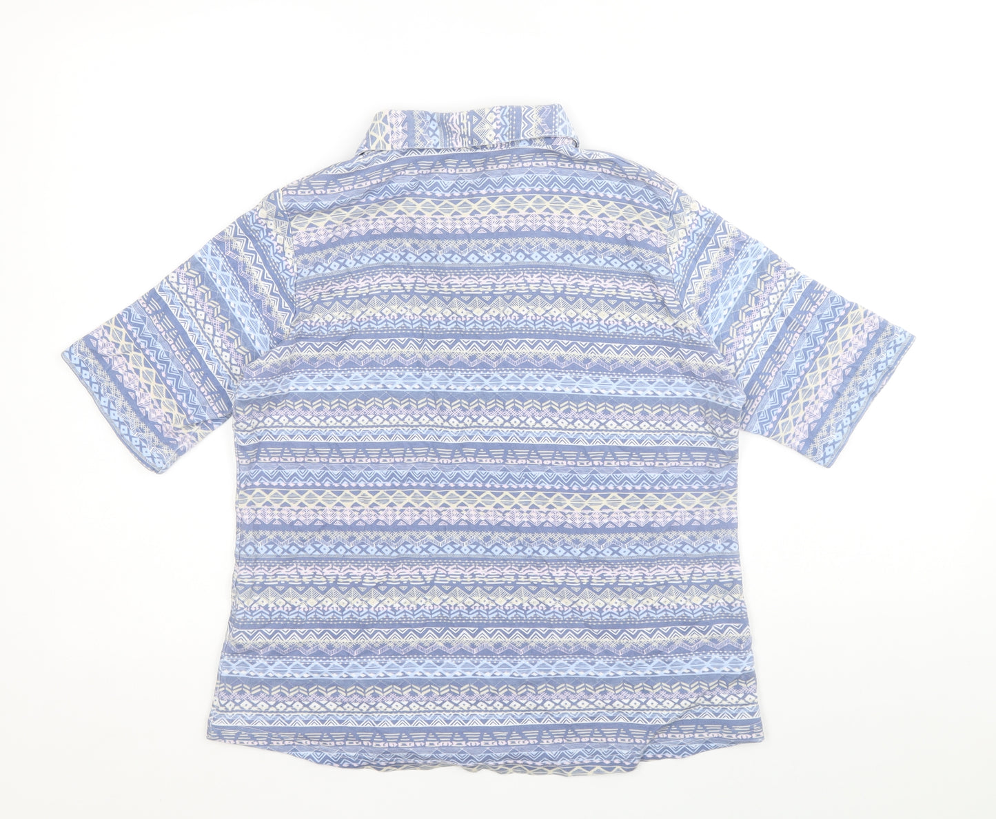EWM Womens Blue Geometric 100% Cotton Basic Polo Size 16 Collared