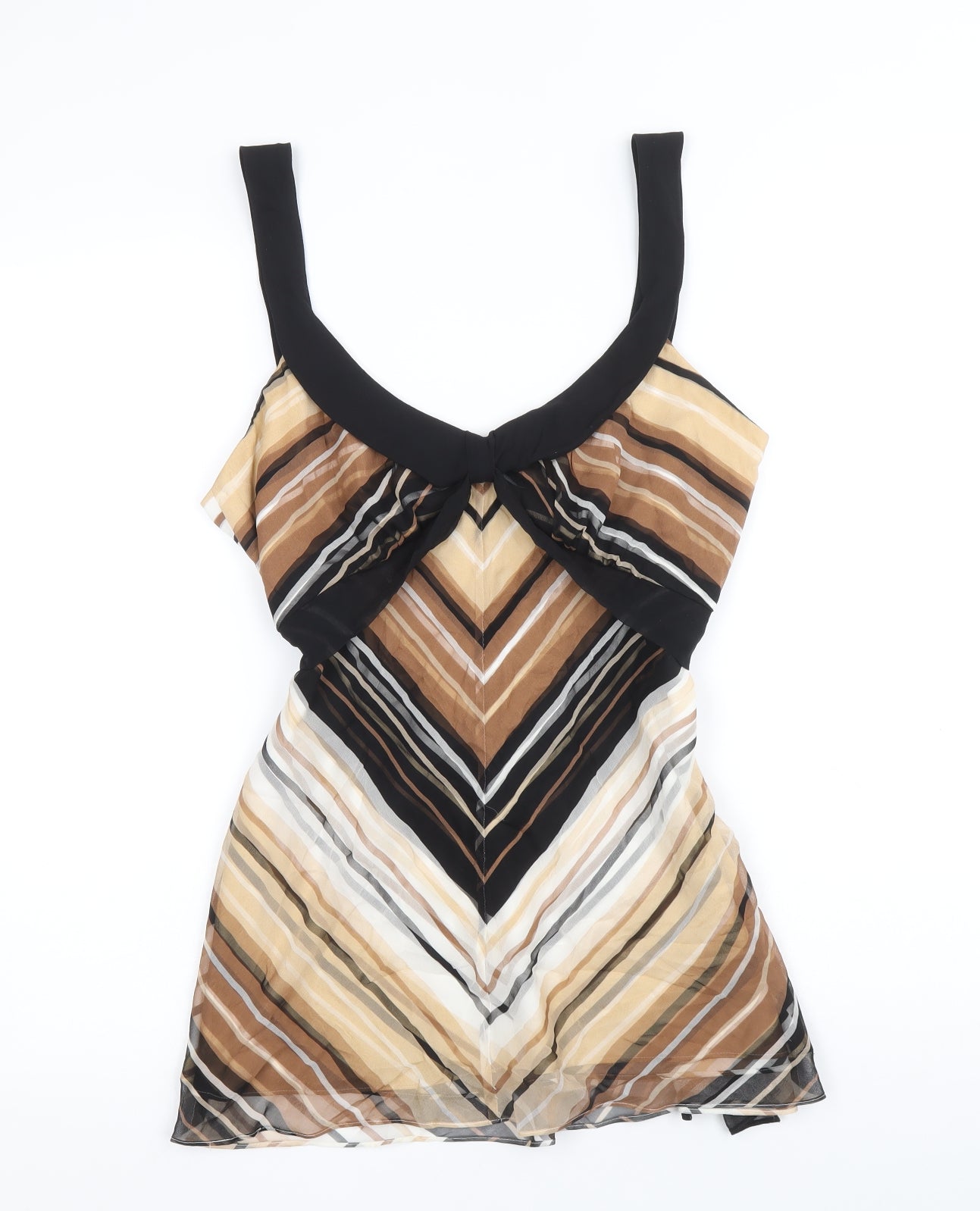 Coast Womens Brown Geometric Silk Camisole Tank Size 12 V-Neck