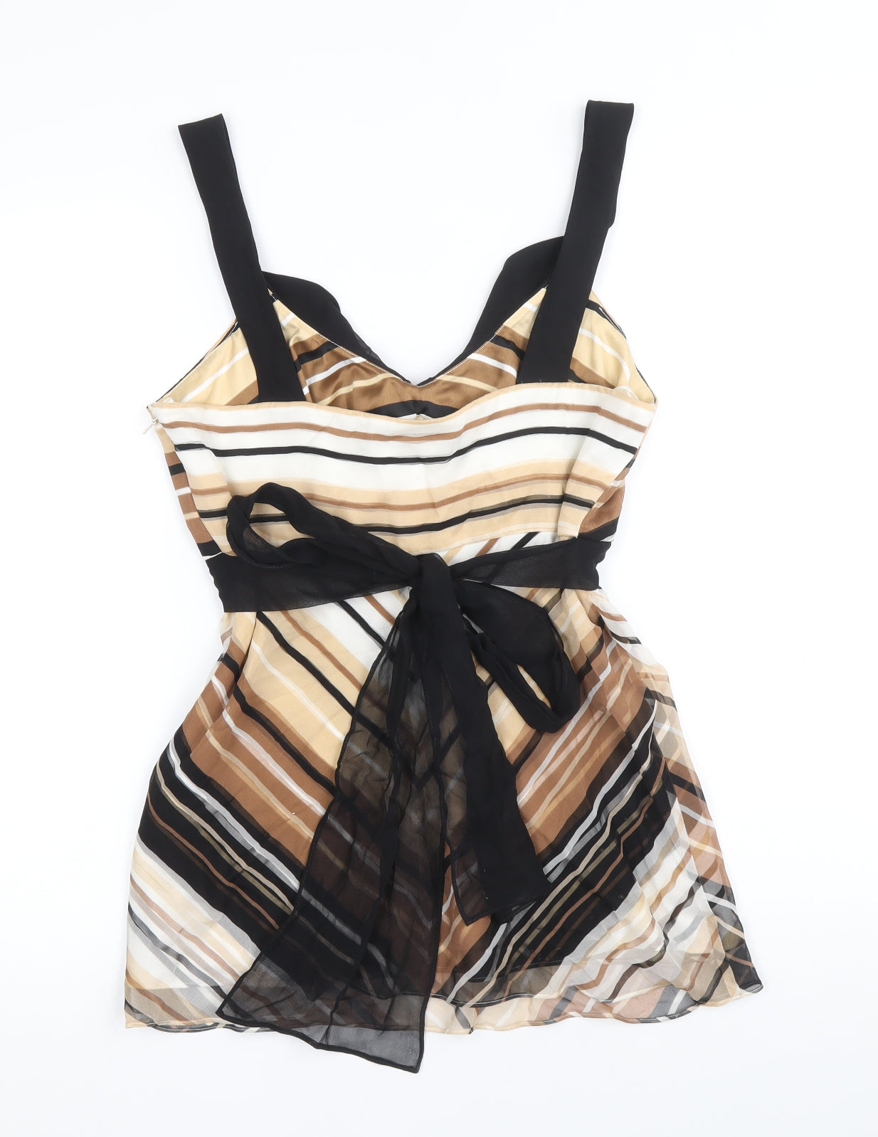 Coast Womens Brown Geometric Silk Camisole Tank Size 12 V-Neck