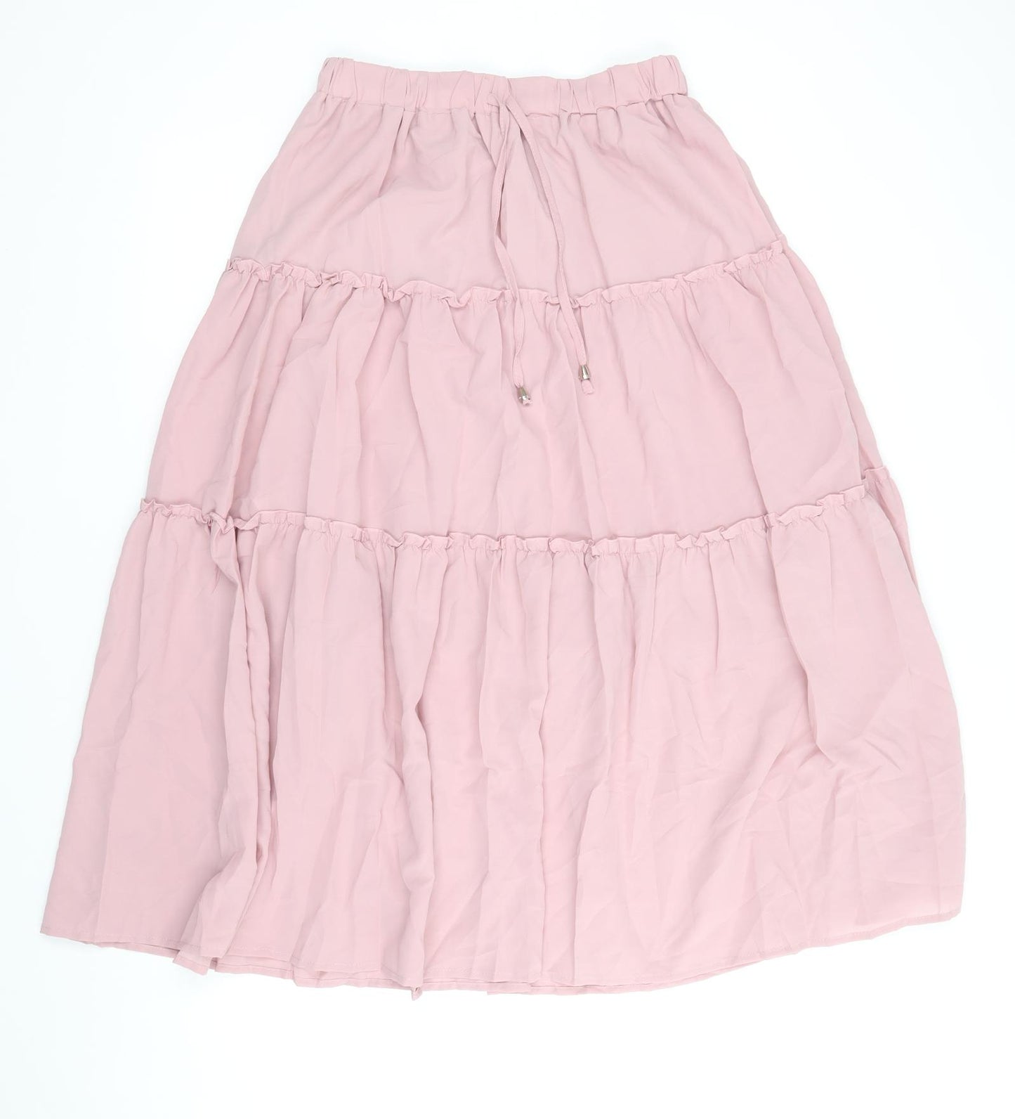Preworn Womens Pink Polyester Peasant Skirt Size L Drawstring