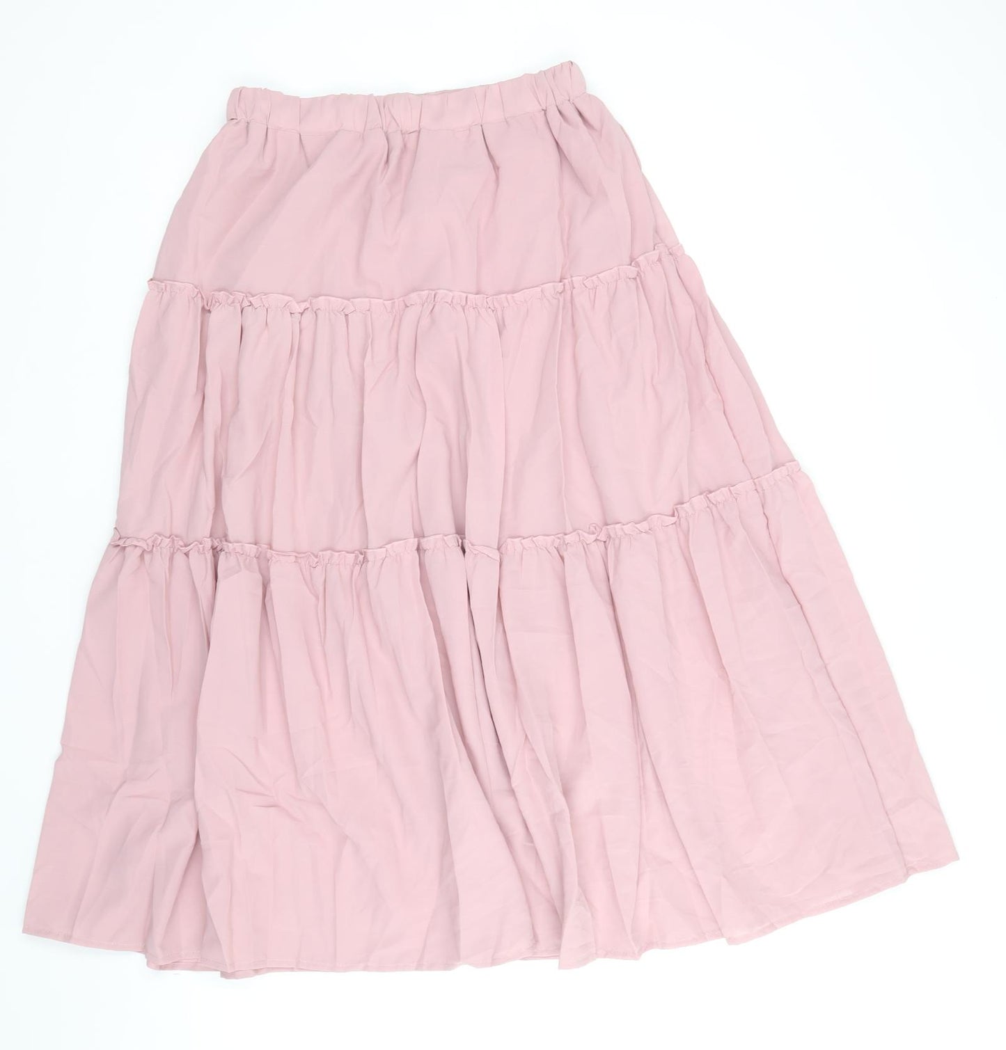 Preworn Womens Pink Polyester Peasant Skirt Size L Drawstring