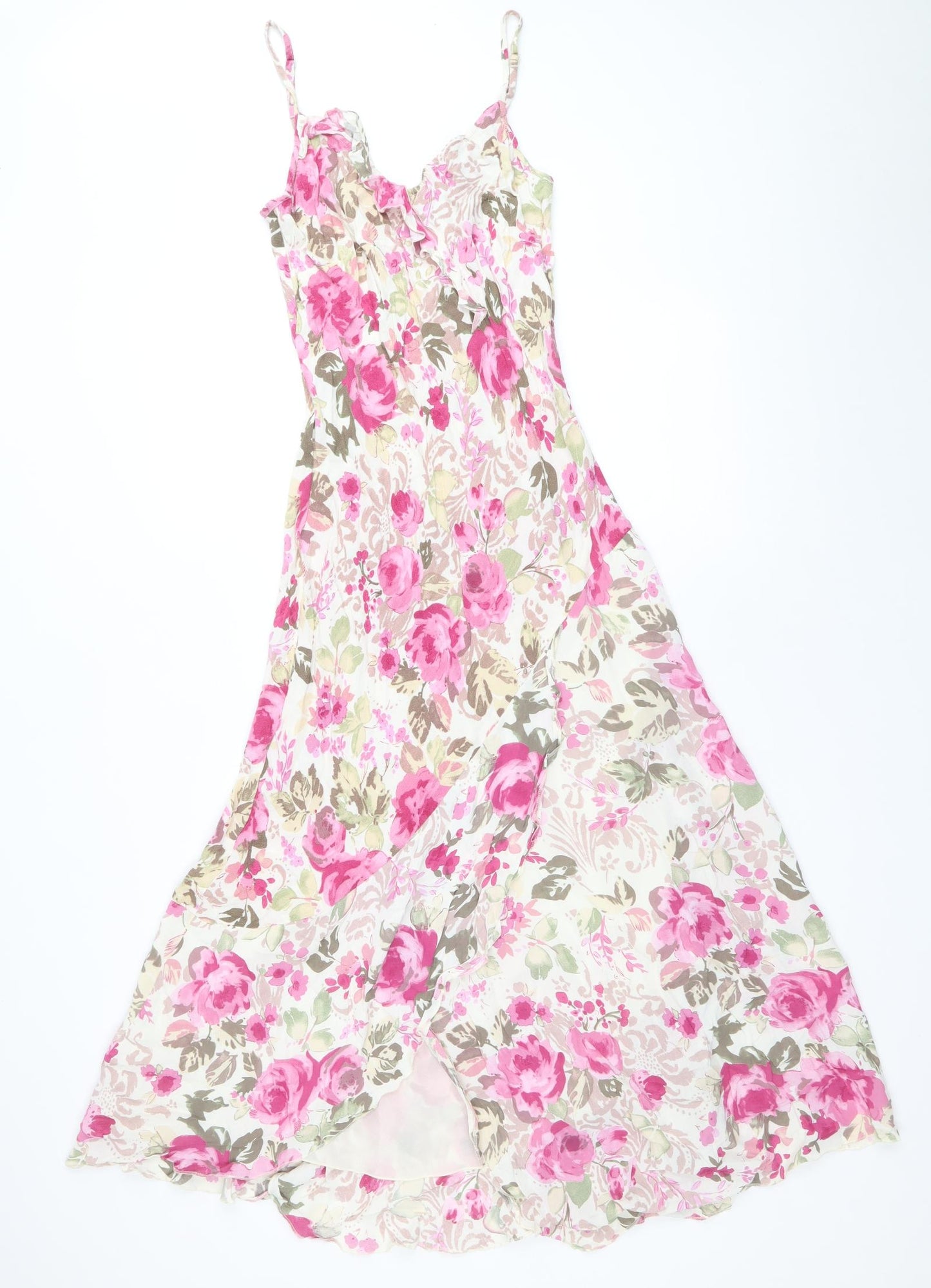 Per Una Womens Pink Floral Viscose A-Line Size 14 V-Neck Pullover