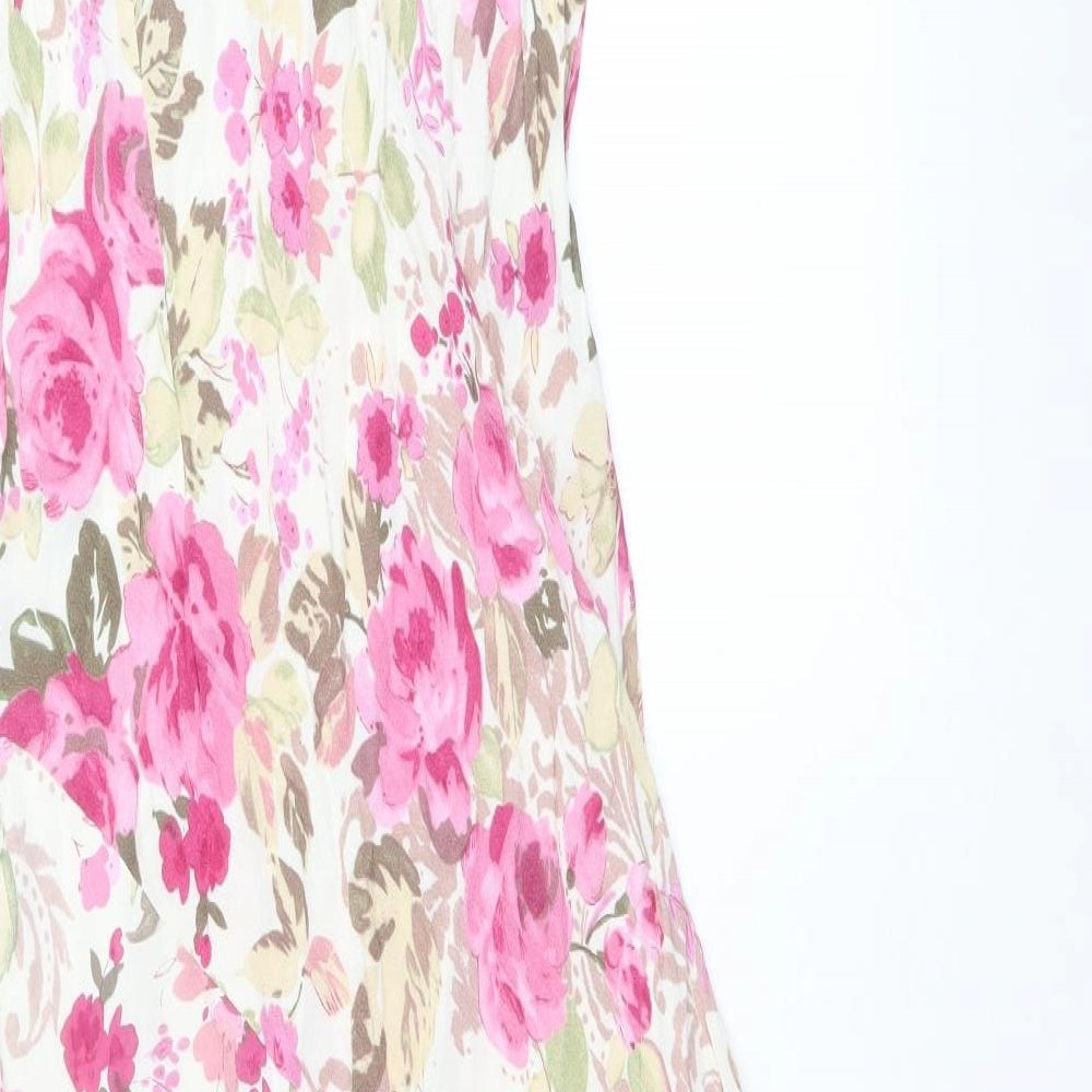 Per Una Womens Pink Floral Viscose A-Line Size 14 V-Neck Pullover