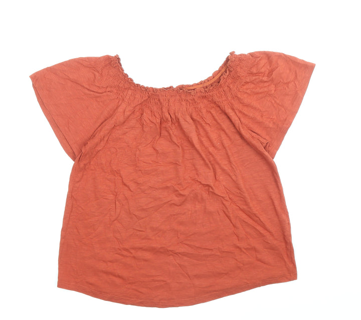 New Look Womens Brown Cotton Basic T-Shirt Size 8 Round Neck