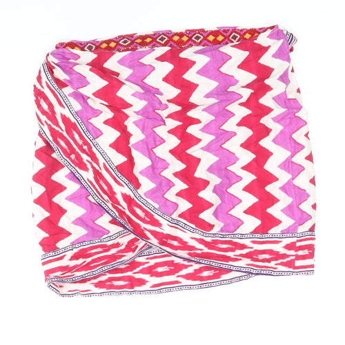 Zara Womens Pink Geometric Cotton Wrap Skirt Size L Tie