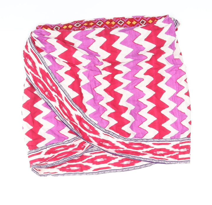 Zara Womens Pink Geometric Cotton Wrap Skirt Size L Tie