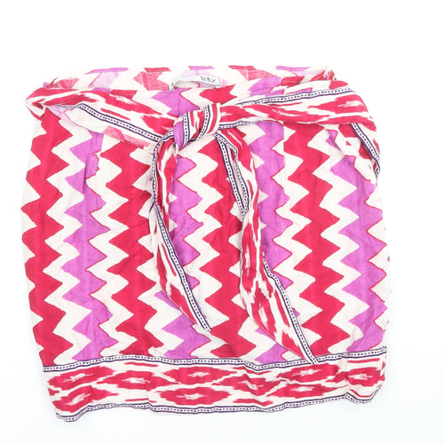 Zara Womens Pink Geometric Cotton Wrap Skirt Size L Tie
