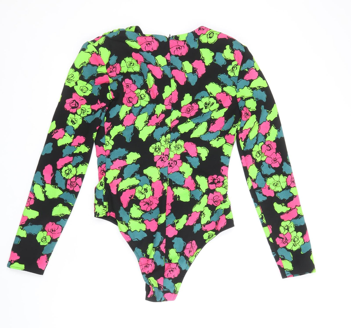 Zara Womens Multicoloured Floral Polyester Bodysuit One-Piece Size S Zip