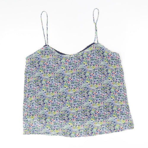 Mango Womens Beige Floral Polyester Basic Tank Size M V-Neck
