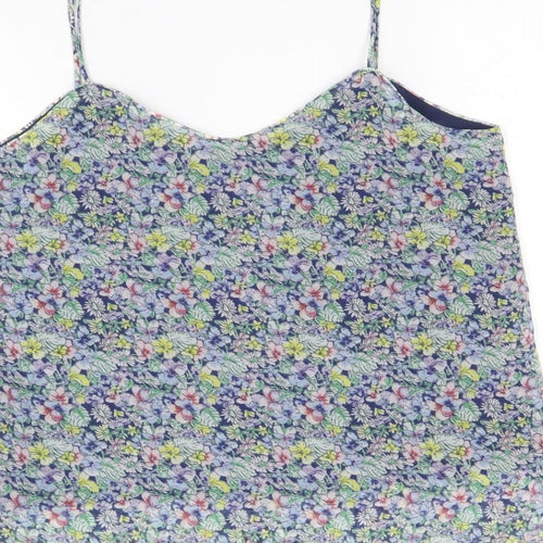Mango Womens Beige Floral Polyester Basic Tank Size M V-Neck