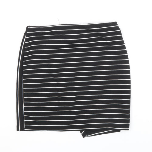 Miss Selfridge Womens Black Striped Polyester Bandage Skirt Size 10