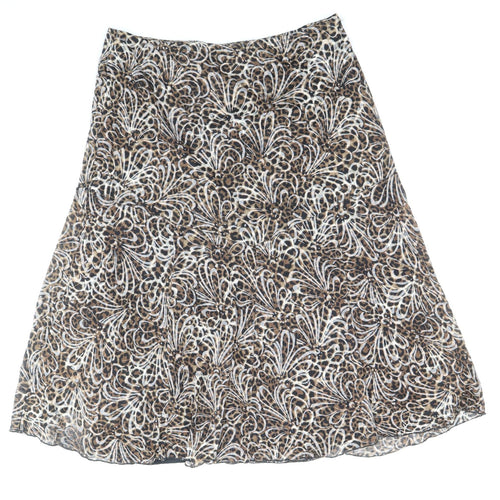 BASSINI Womens Brown Geometric Cotton Flare Skirt Size 12