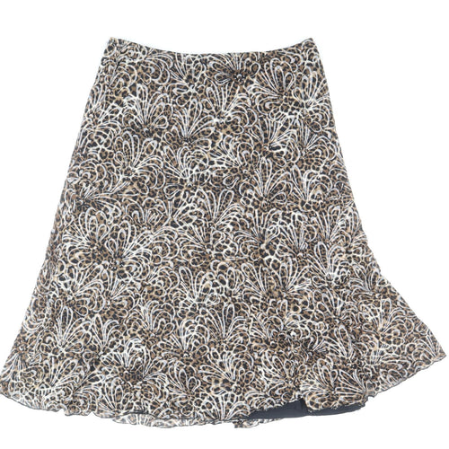 BASSINI Womens Brown Geometric Cotton Flare Skirt Size 12