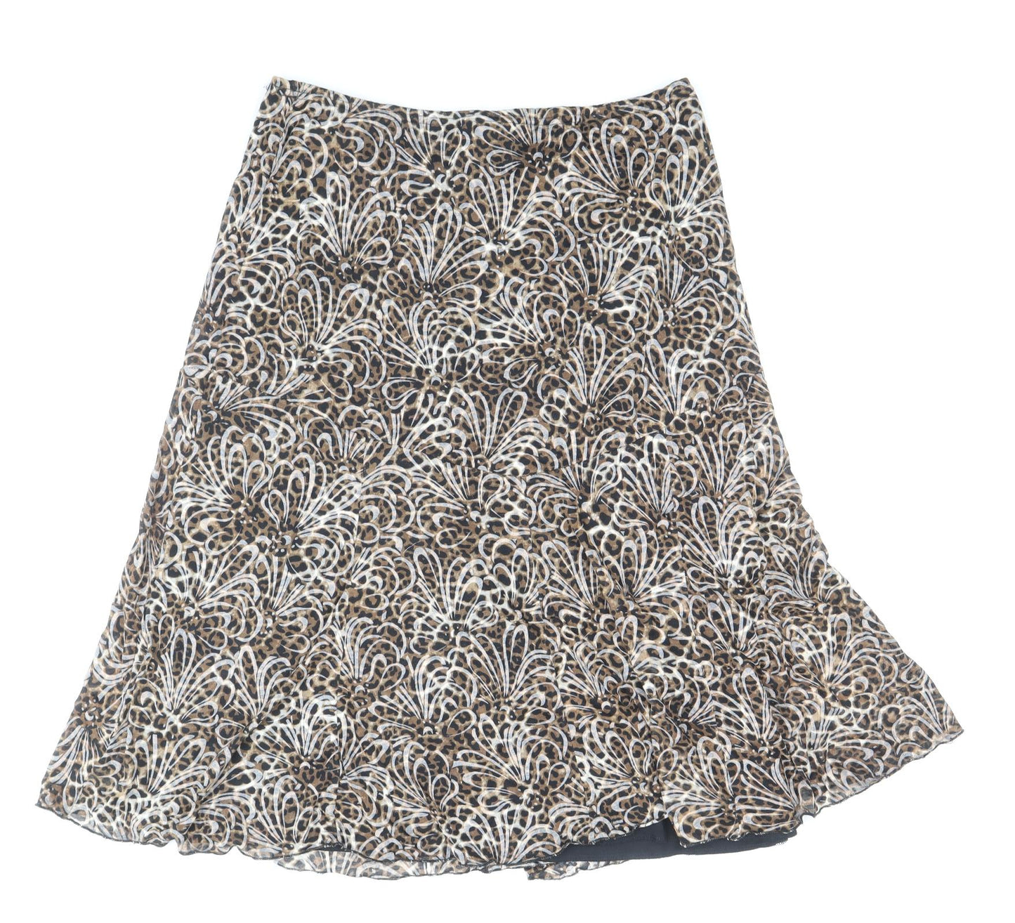 BASSINI Womens Brown Geometric Cotton Flare Skirt Size 12