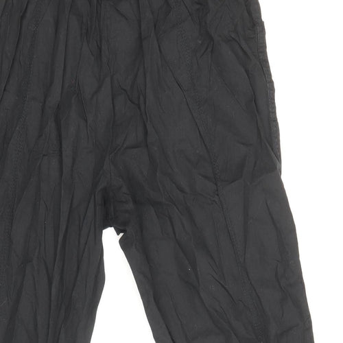 BM Womens Black Cotton Trousers Size 14 Regular Drawstring