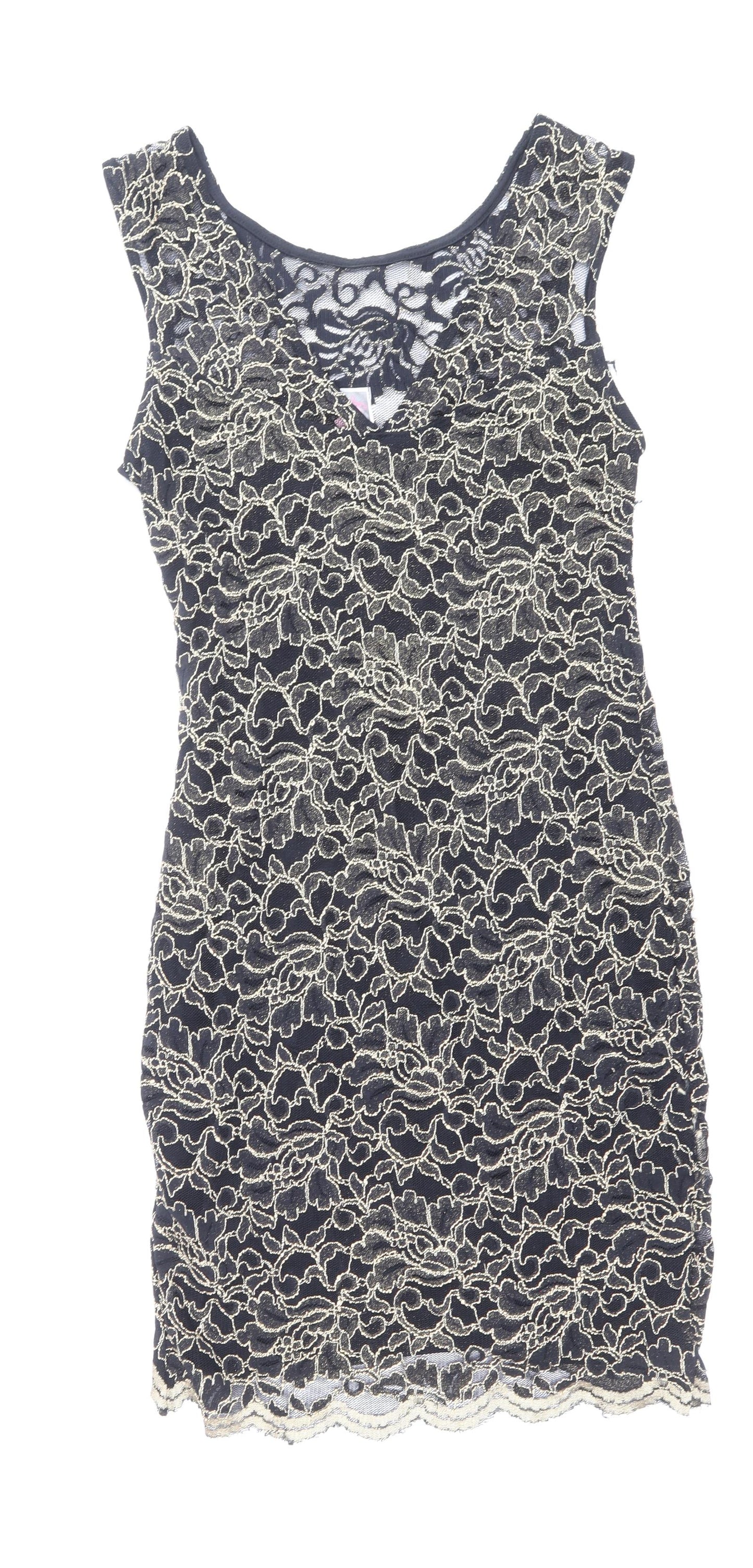 Lipsy London Womens Blue Floral Nylon Pencil Dress Size 12 Scoop Neck Pullover