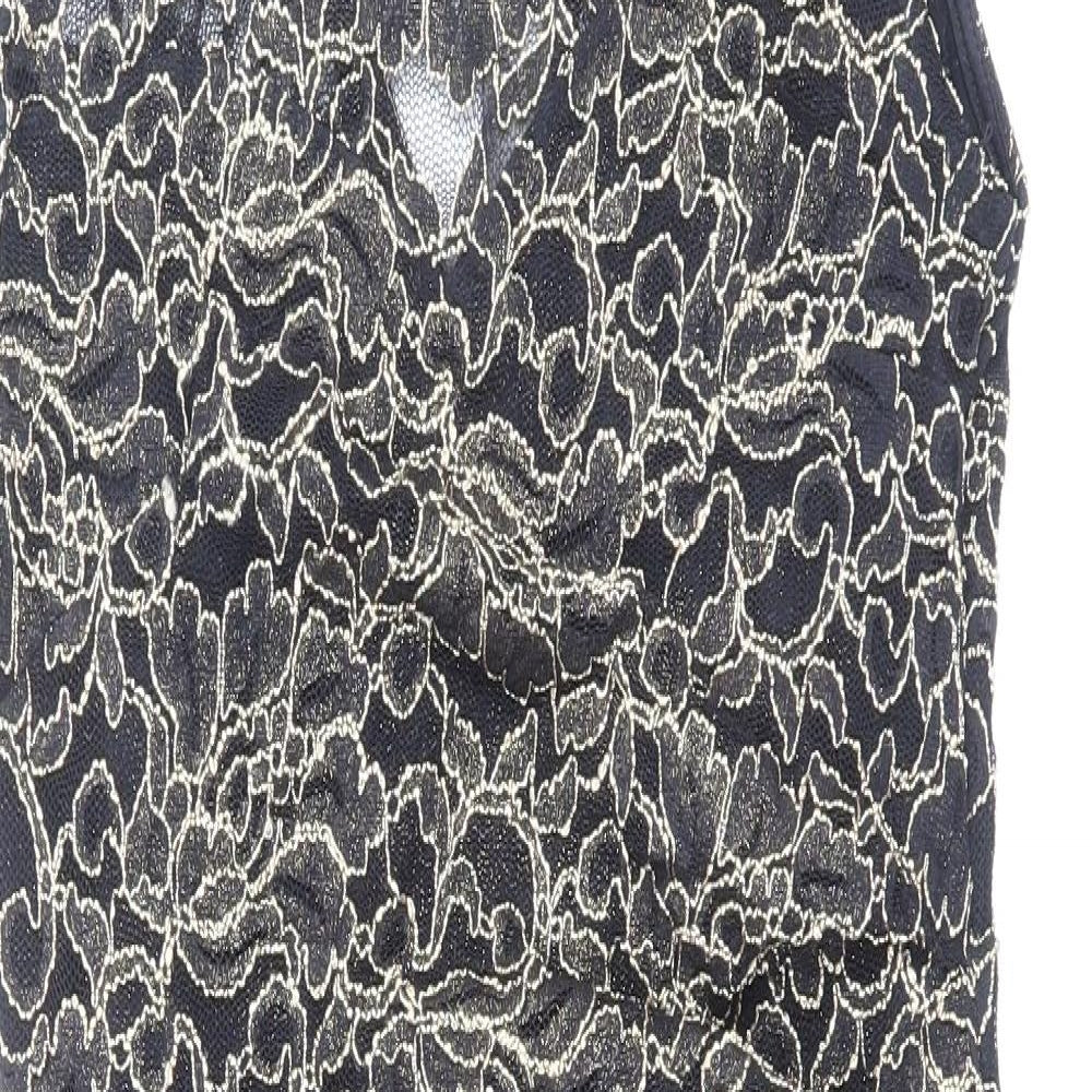 Lipsy London Womens Blue Floral Nylon Pencil Dress Size 12 Scoop Neck Pullover
