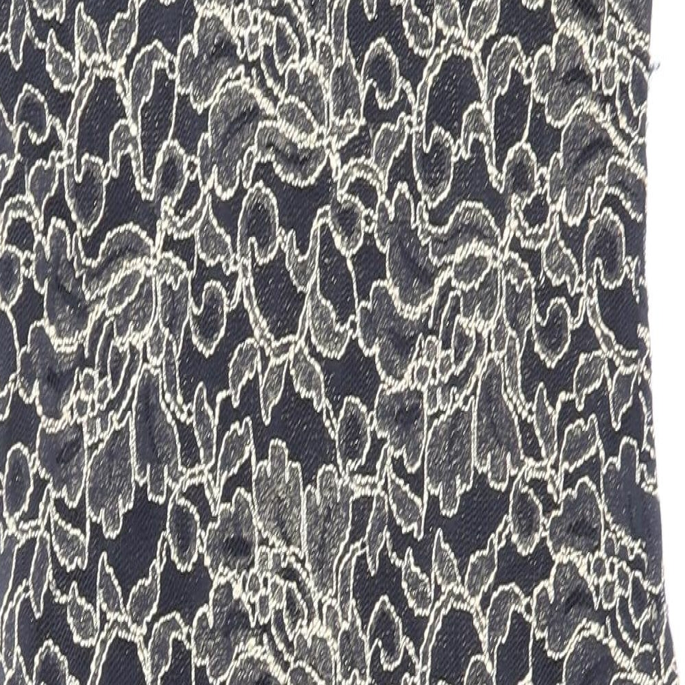 Lipsy London Womens Blue Floral Nylon Pencil Dress Size 12 Scoop Neck Pullover
