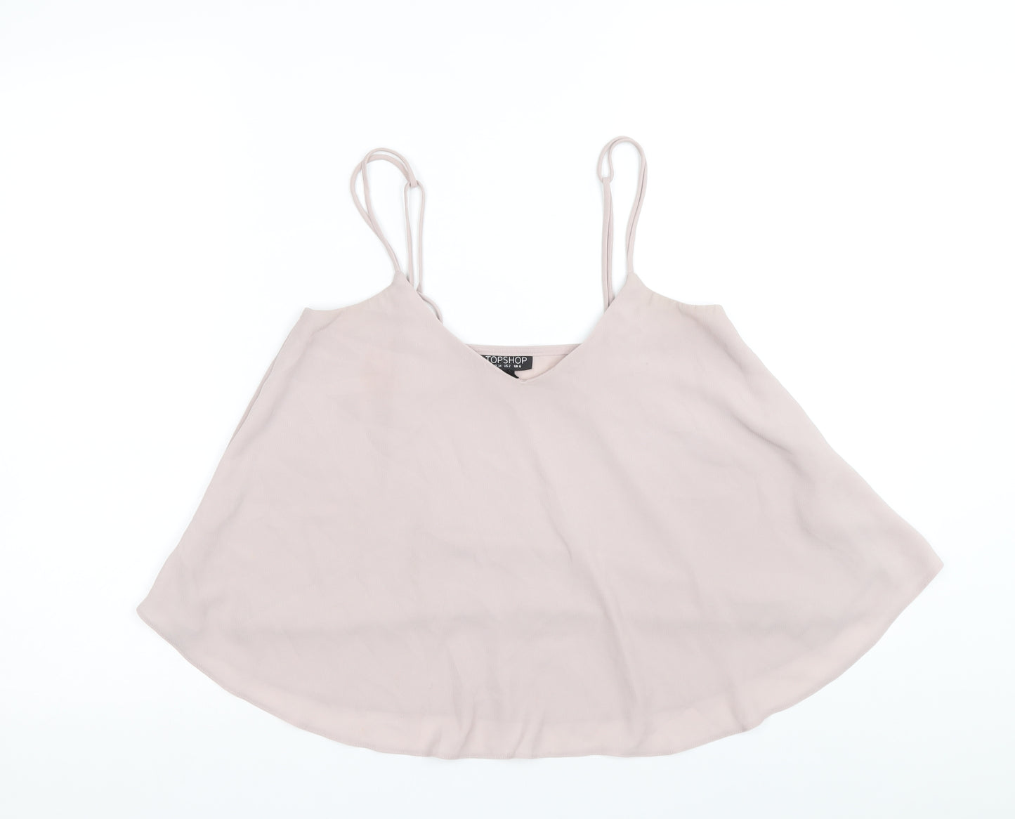 Topshop Womens Purple Polyester Cropped Tank Size 6 V-Neck