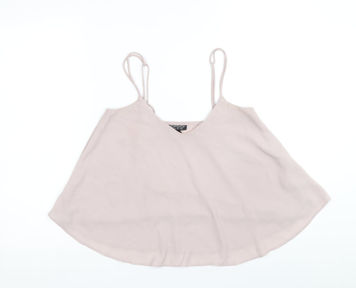 Topshop Womens Purple Polyester Cropped Tank Size 6 V-Neck