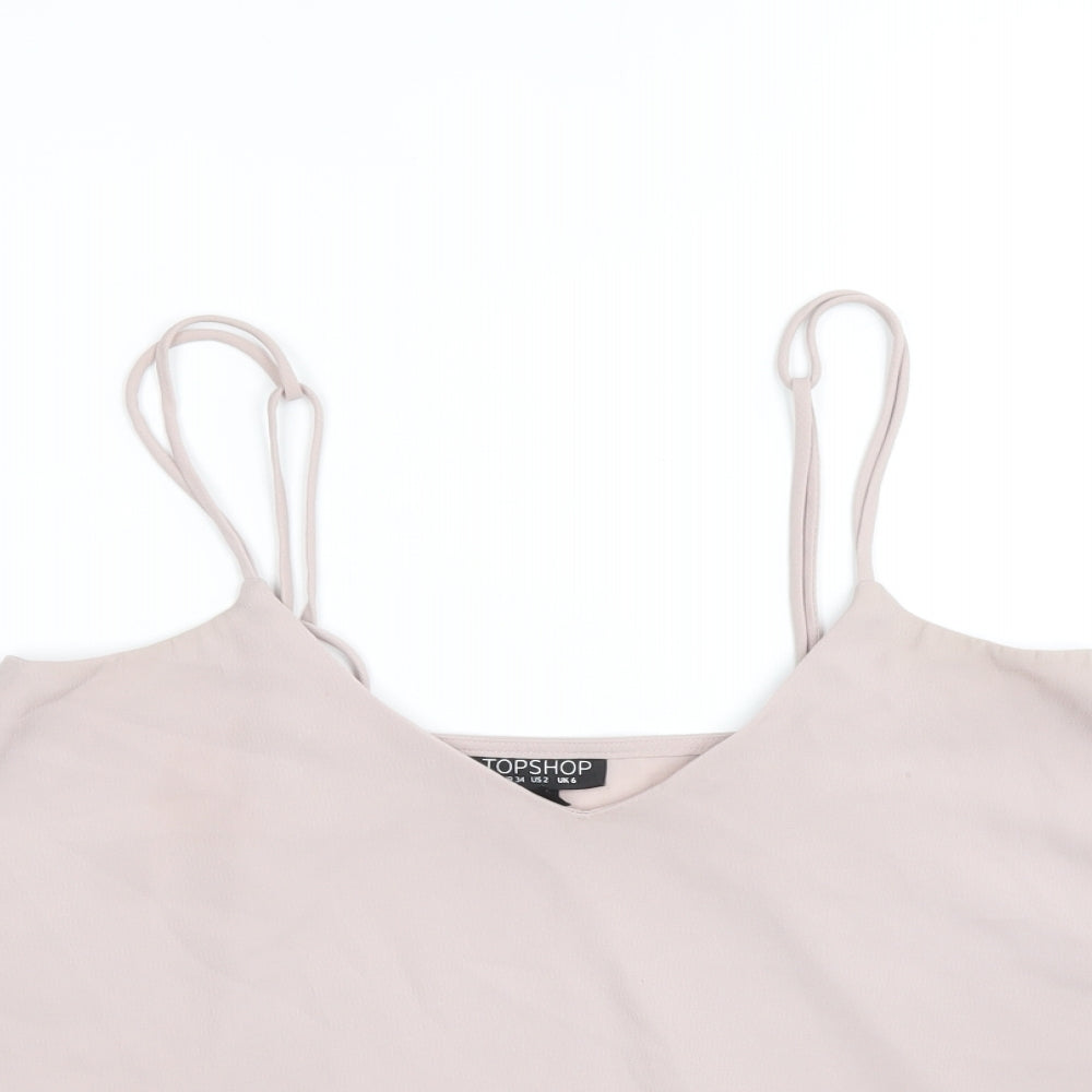 Topshop Womens Purple Polyester Cropped Tank Size 6 V-Neck