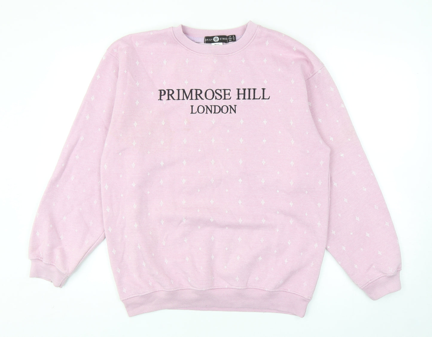 Daisy Street Womens Pink Geometric Cotton Pullover Sweatshirt Size 8 Pullover - Primrose Hill London