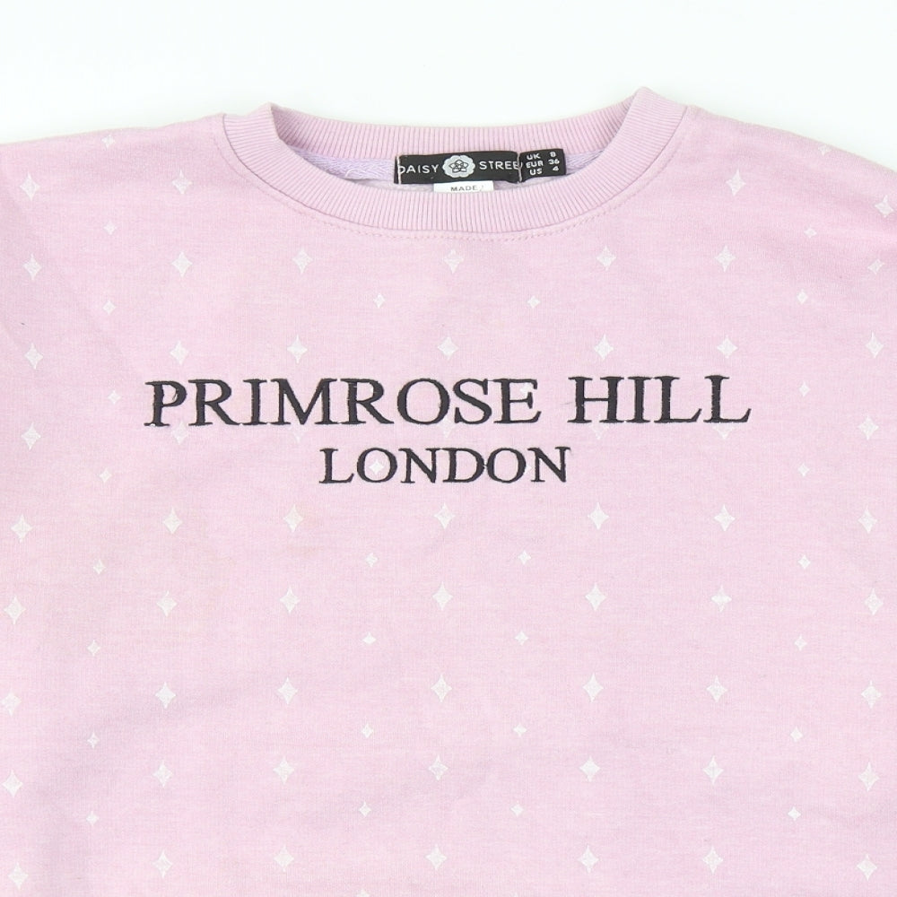 Daisy Street Womens Pink Geometric Cotton Pullover Sweatshirt Size 8 Pullover - Primrose Hill London