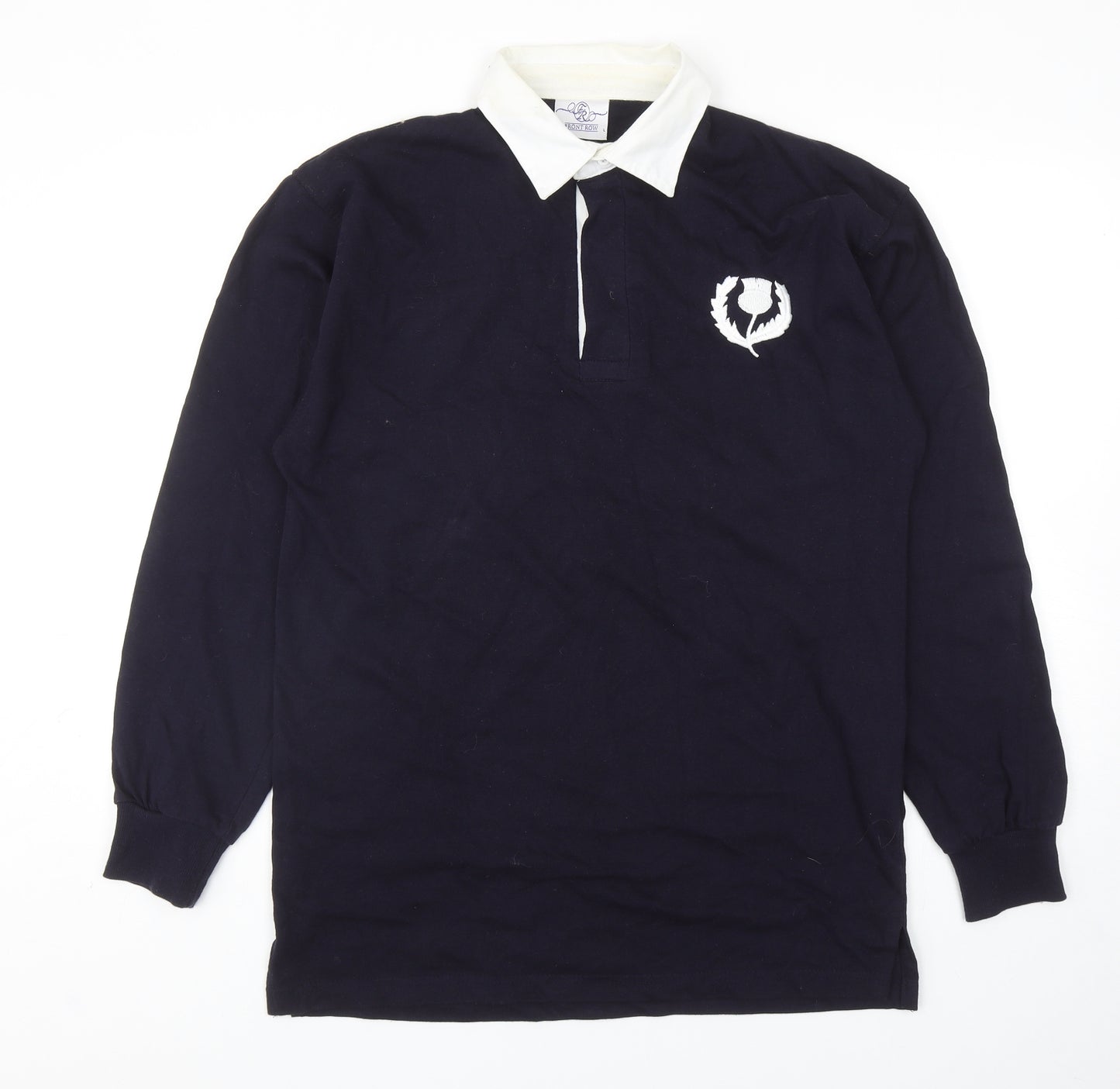 Front Row Mens Blue Cotton Polo Size L Collared Button