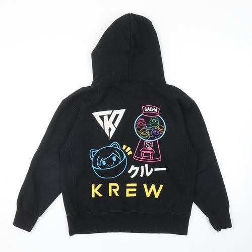 Krew Boys Black Cotton Pullover Hoodie Size L Pullover
