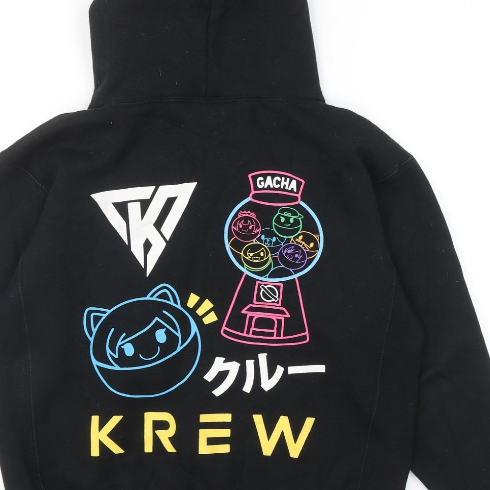 Krew Boys Black Cotton Pullover Hoodie Size L Pullover