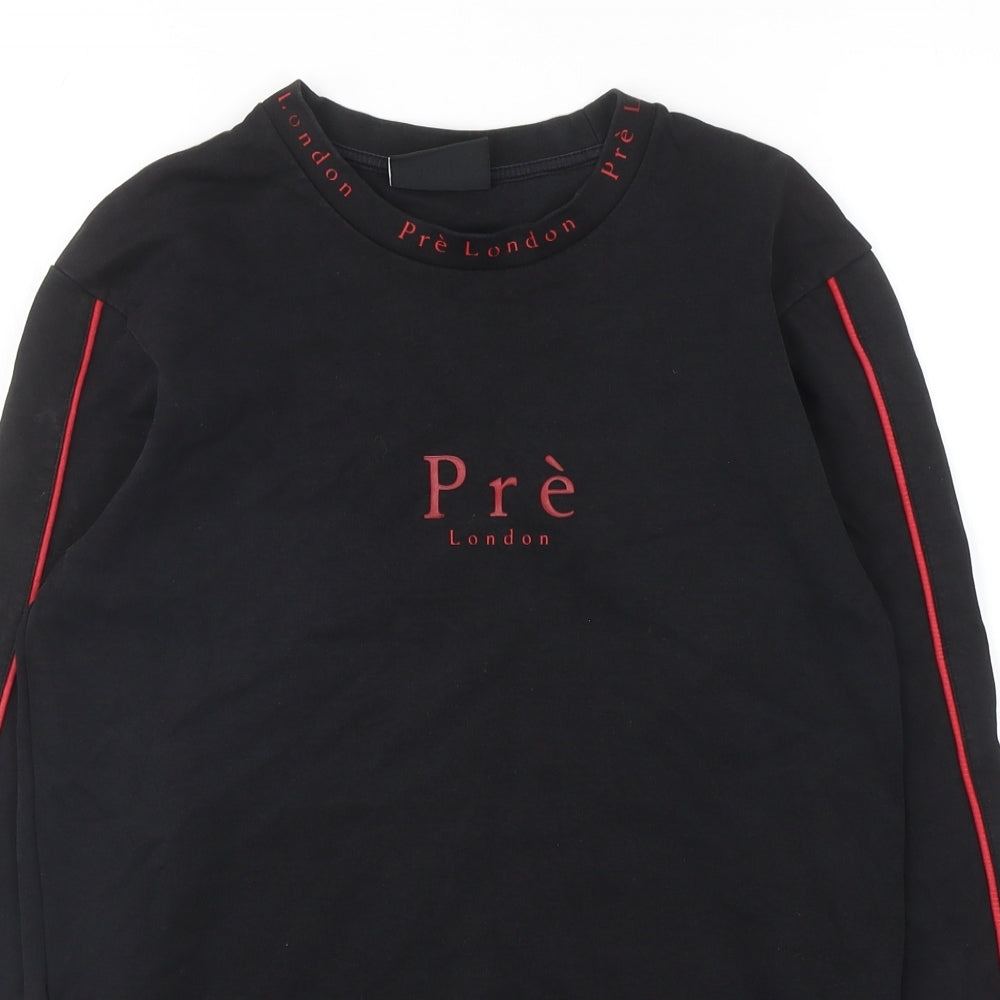 Pre London Mens Black Cotton Pullover Sweatshirt Size XS
