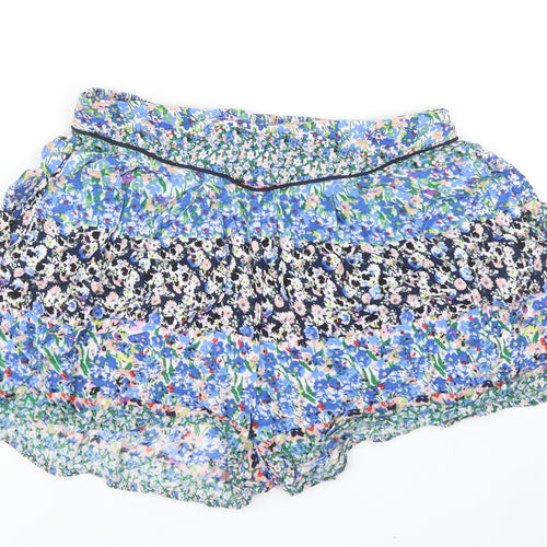 Stradivarius Womens Multicoloured Geometric Polyester Paperbag Shorts Size M Regular Pull On