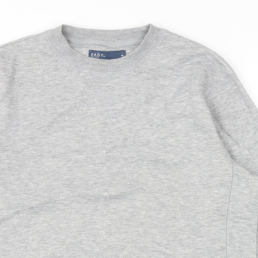 Easy Mens Grey Polyester Pullover Sweatshirt Size M