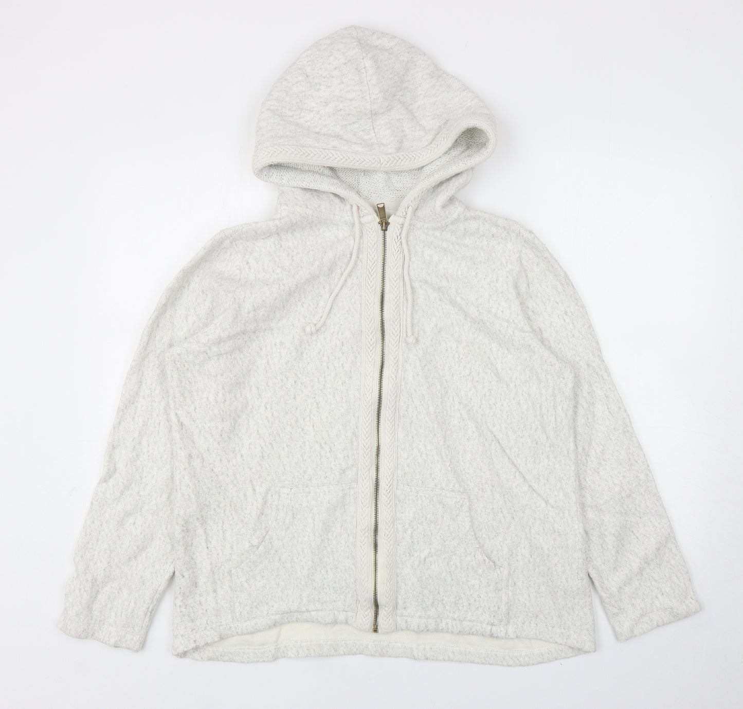 Fat Face Womens Grey Cotton Full Zip Hoodie Size 12 Zip
