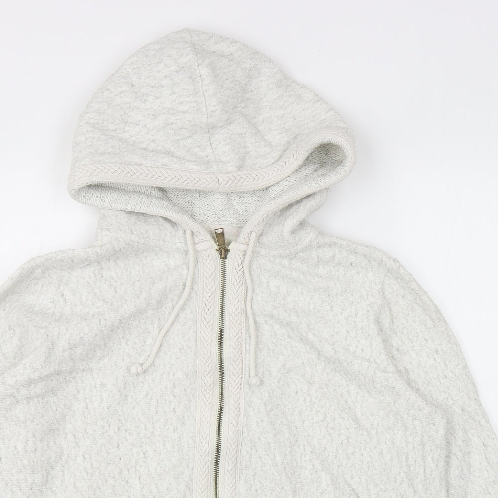 Fat Face Womens Grey Cotton Full Zip Hoodie Size 12 Zip