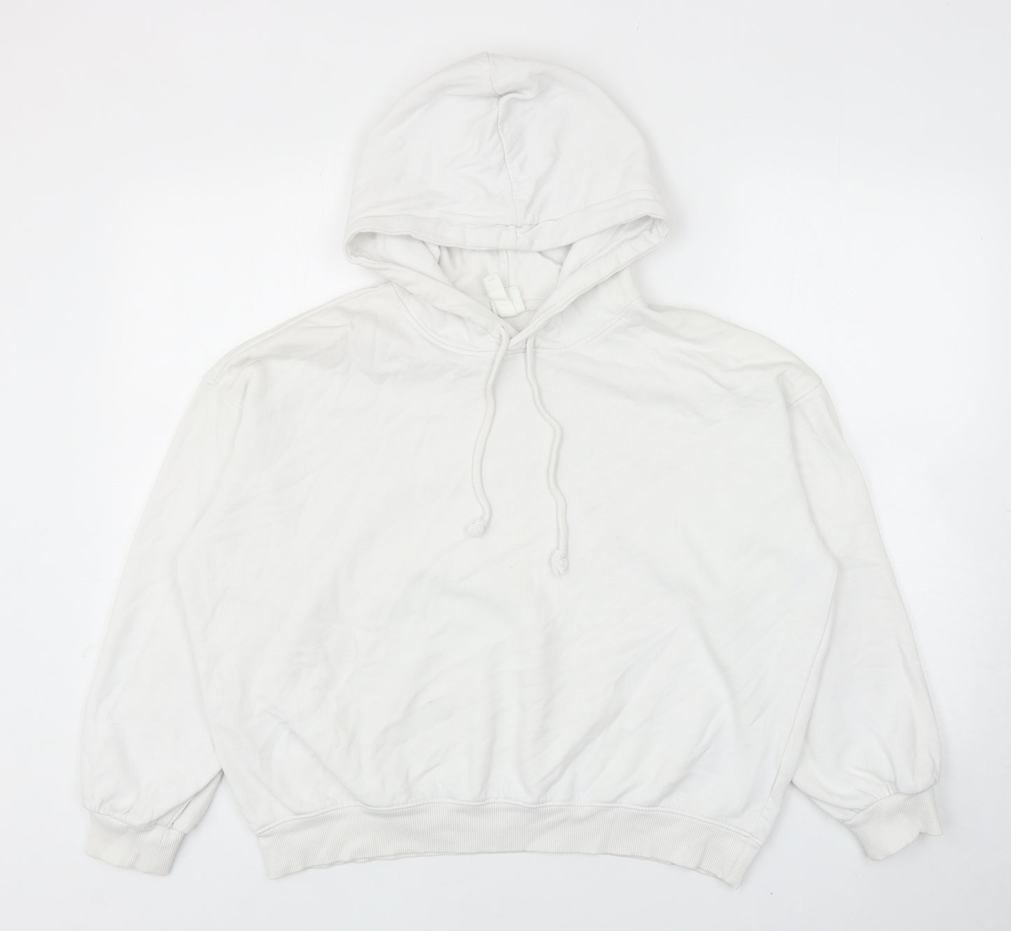 H&M Mens White Cotton Pullover Hoodie Size M
