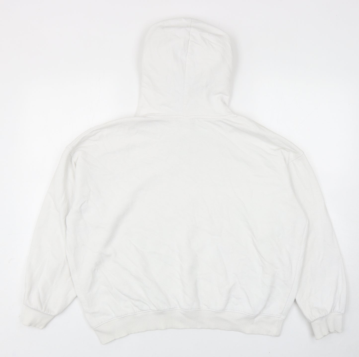 H&M Mens White Cotton Pullover Hoodie Size M