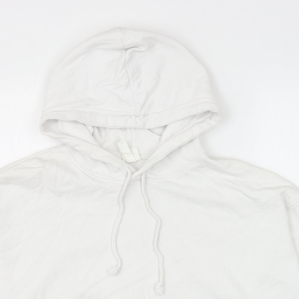 H&M Mens White Cotton Pullover Hoodie Size M