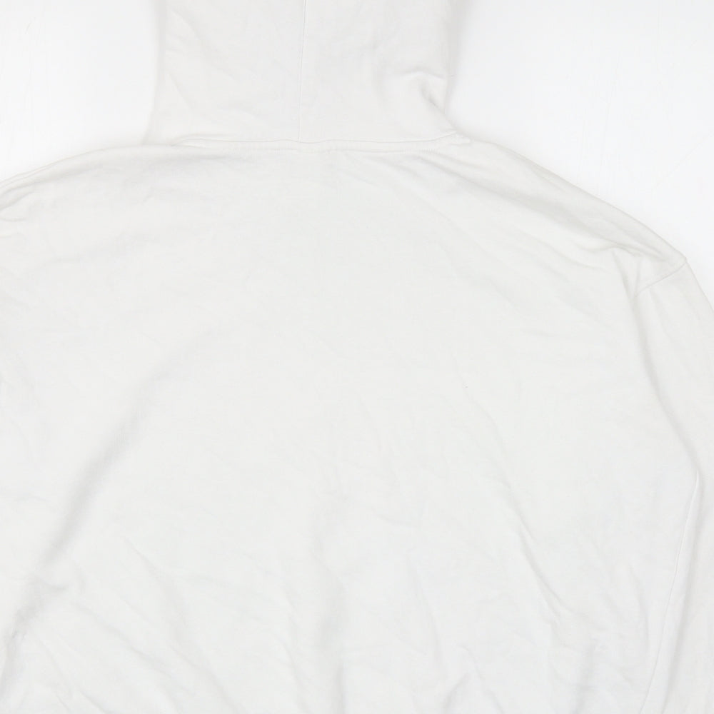 H&M Mens White Cotton Pullover Hoodie Size M