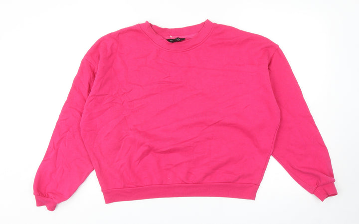 New Look Womens Pink Cotton Pullover Sweatshirt Size 10 Pullover