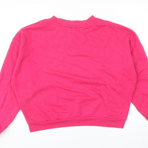New Look Womens Pink Cotton Pullover Sweatshirt Size 10 Pullover