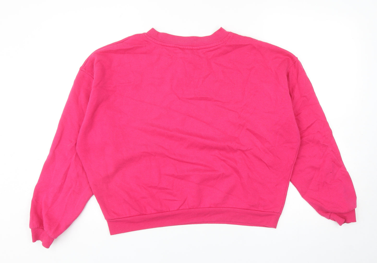 New Look Womens Pink Cotton Pullover Sweatshirt Size 10 Pullover