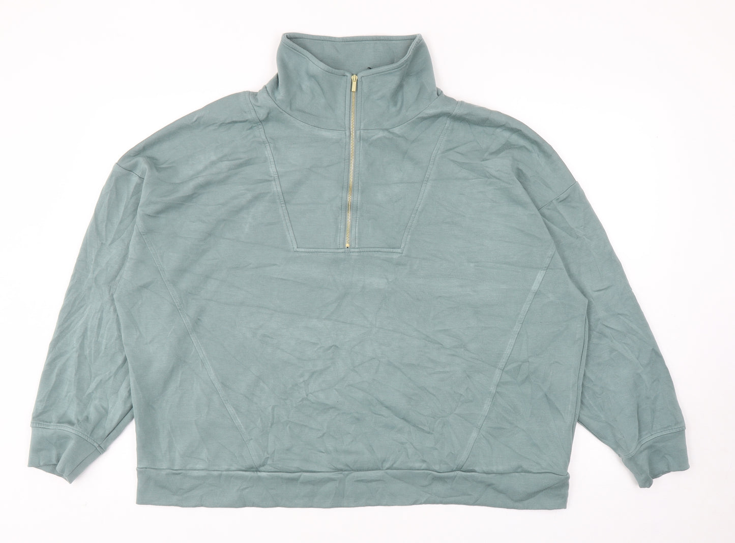 F&F Womens Green Viscose Pullover Sweatshirt Size 22 Zip