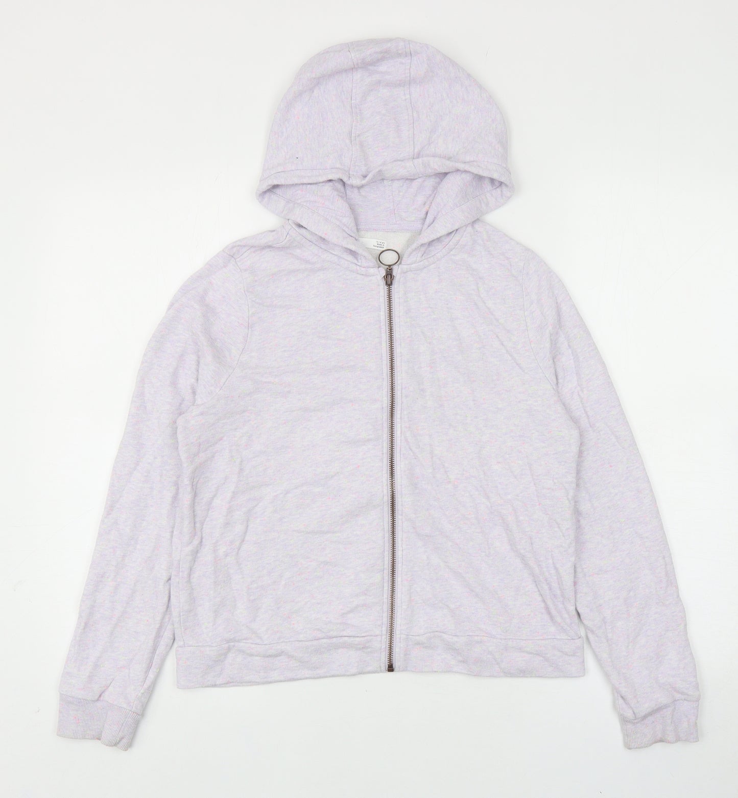 Marks and Spencer Girls Purple Cotton Full Zip Hoodie Size 13-14 Years Zip