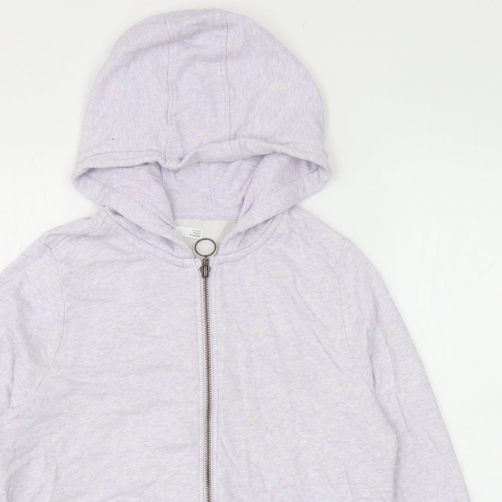 Marks and Spencer Girls Purple Cotton Full Zip Hoodie Size 13-14 Years Zip