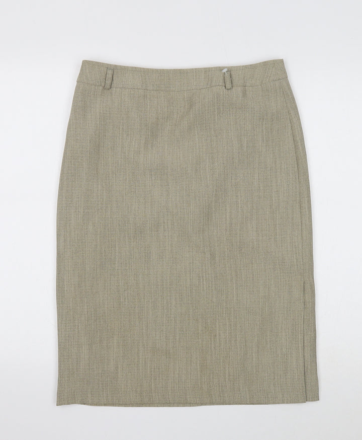 Bianca Womens Beige Acetate Straight & Pencil Skirt Size 10 Zip