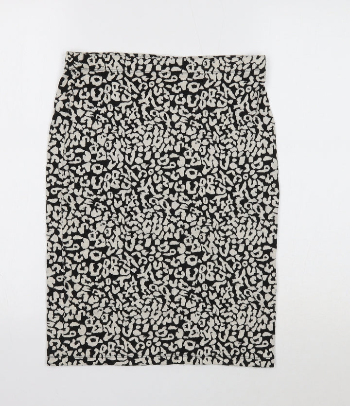 Papaya Womens Black Animal Print Cotton Straight & Pencil Skirt Size 12