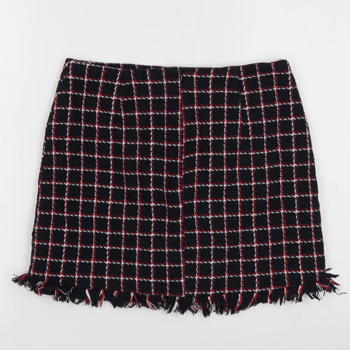 Zara Womens Blue Geometric Polyester A-Line Skirt Size 8 Zip